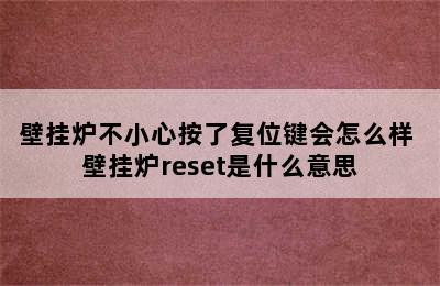 壁挂炉不小心按了复位键会怎么样 壁挂炉reset是什么意思